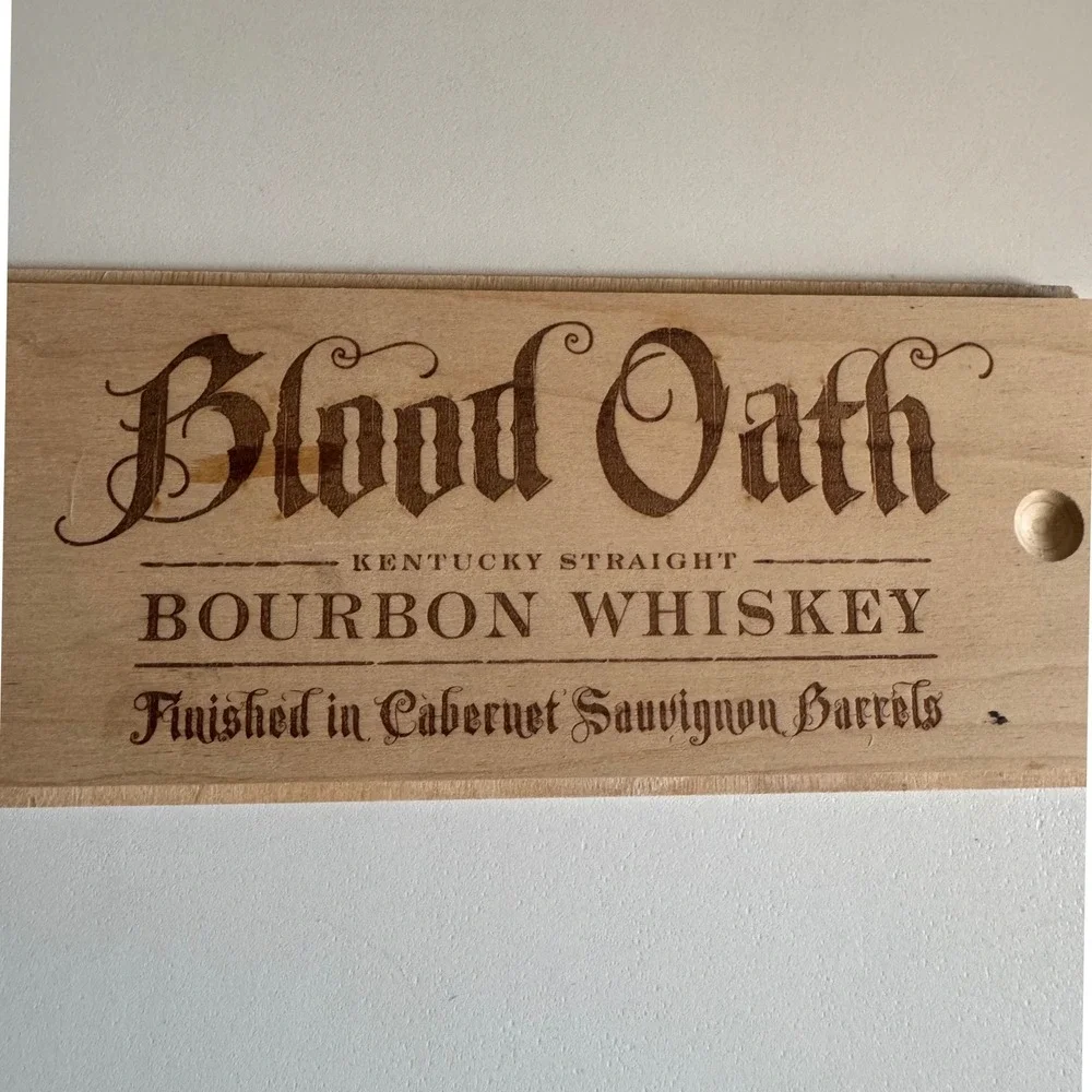 Blood Oath Pact No. 3 2017 Bourbon Whiskey Empty Bottle with Wooden Crate Box